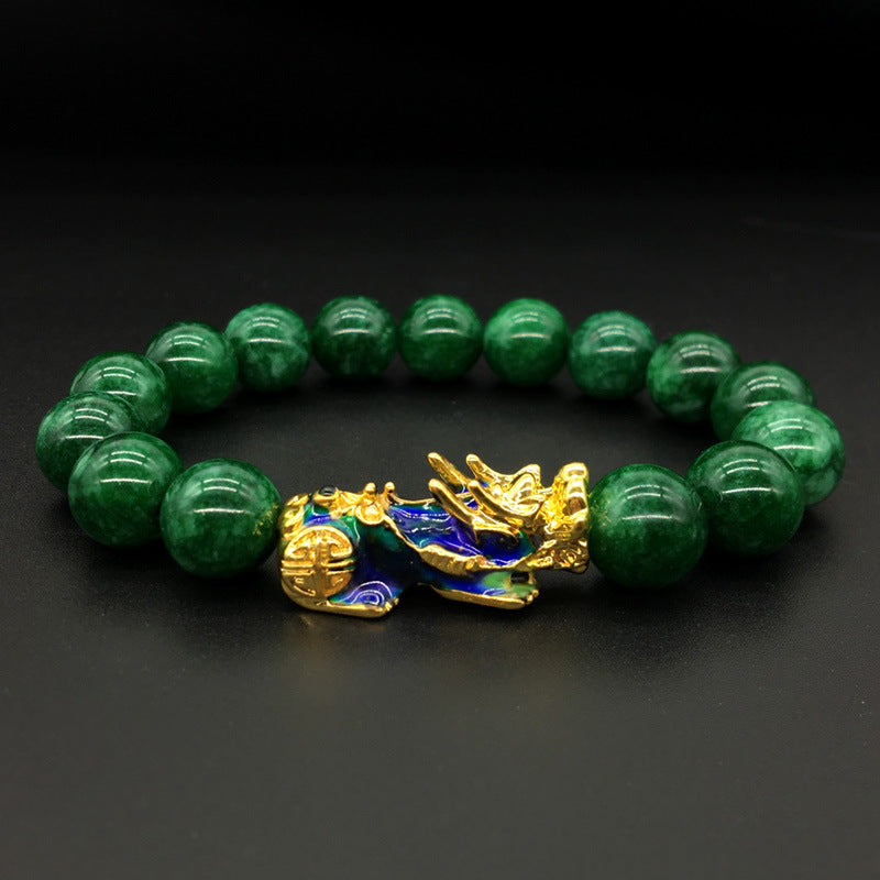 Pulsera Mascota de Calcedonia Verde Termocrómica de 12mm que Cambia de Color con el Calor