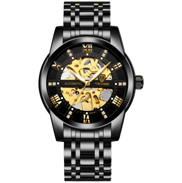 Herrenmodeuhr Mode Automatische mechanische Uhr Hohlzifferblatt Uhr Wasserdichte Herrenuhr