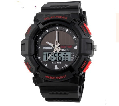Uhr Schönheit Persönlichkeit Solaruhr Mode Elektronische Dual-Display Wasserdichte Outdoor-Sport-Herrenuhr Studenten-Uhr