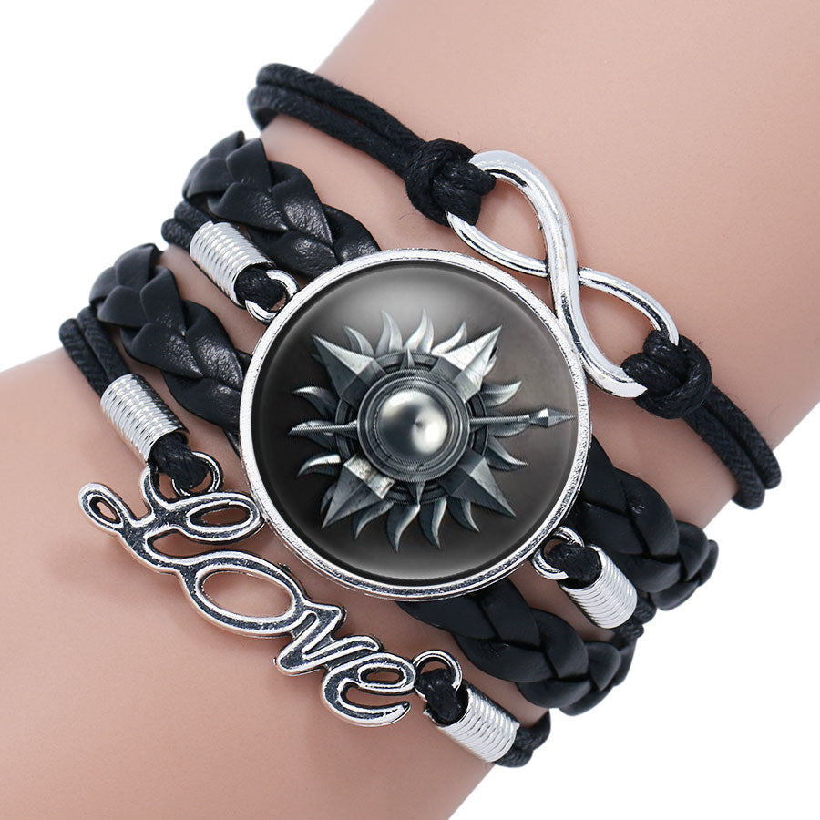 Pulsera de Juego de Tronos, cabeza de lobo de la Casa Stark, cabujón de cristal infinito, pulseras y brazaletes, pulsera envolvente WINTER IS COMING