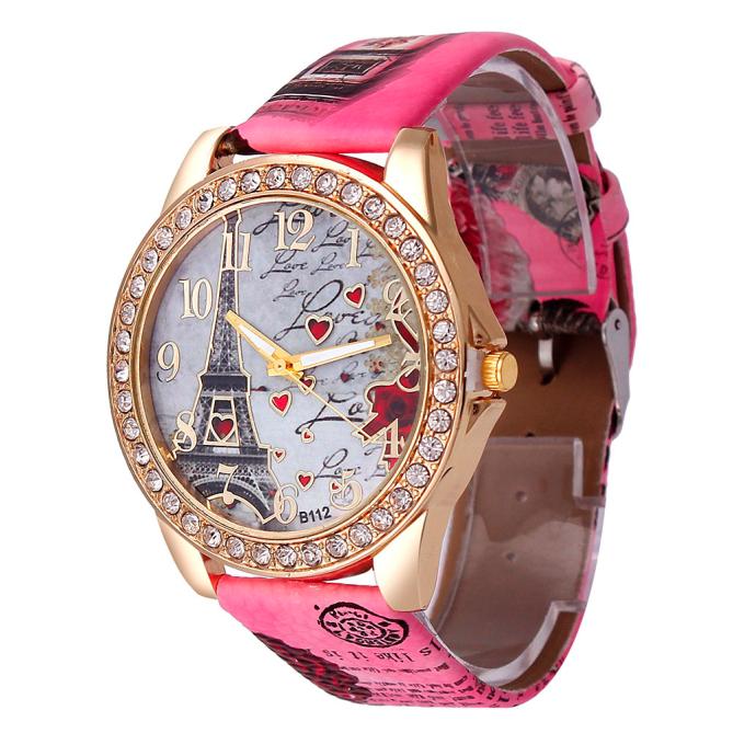 Neue Vintage Paris Eiffelturm Damen Quarz Uhr Frauen Mädchen Damen Studentinnen Lässige Armbanduhr Relojes