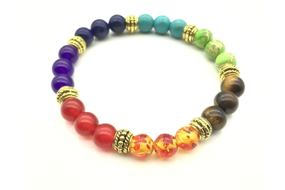 Farbenfrohes blaues Türkisarmband Chakra Chakra Energie Yoga Perlen Armbänder