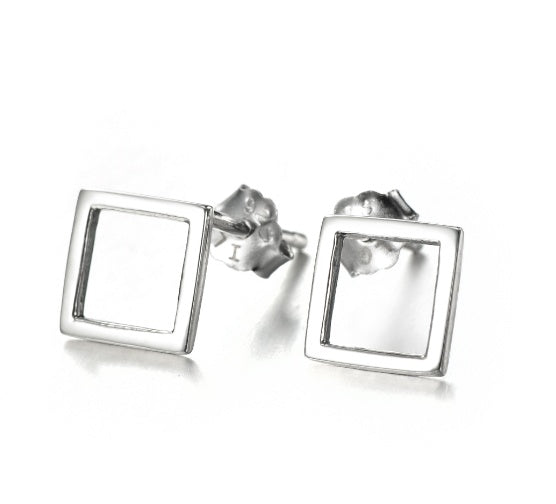 Pendientes cuadrados de plata de ley 925