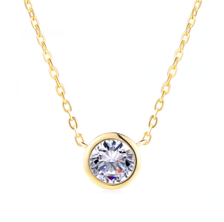 Halskette für Damen, schlichter Stil, Zirkonia-Anhänger, Roségold-farben, Modeschmuck, Geburtstagsgeschenk