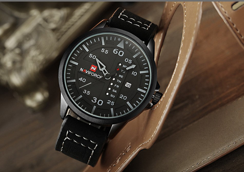 Top Luxusmarke NAVIFORCE Herren Sportuhren Herren Quarz Datum Uhr Mann Leder Armee Militär Armbanduhr Relogio Masculino