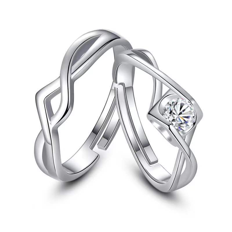 Anillos de apertura Simulación de boda Anillo de diamante