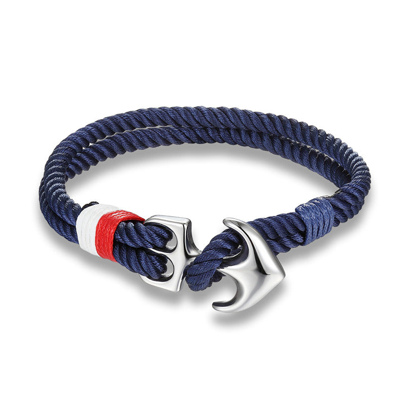 Pulseras de ancla de alta calidad para hombres, amuleto, cuerda náutica de supervivencia, cadena, pulsera de paracaídas, brazalete masculino con ganchos de metal deportivos