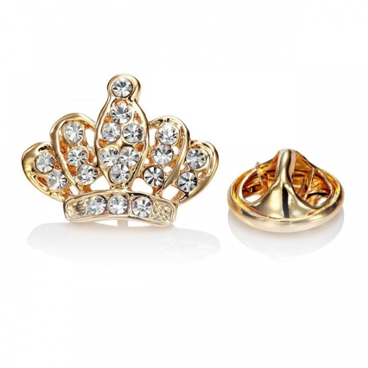 Broche de pin unisex con forma de corona de color dorado y plateado, joya de moda para regalo de Navidad