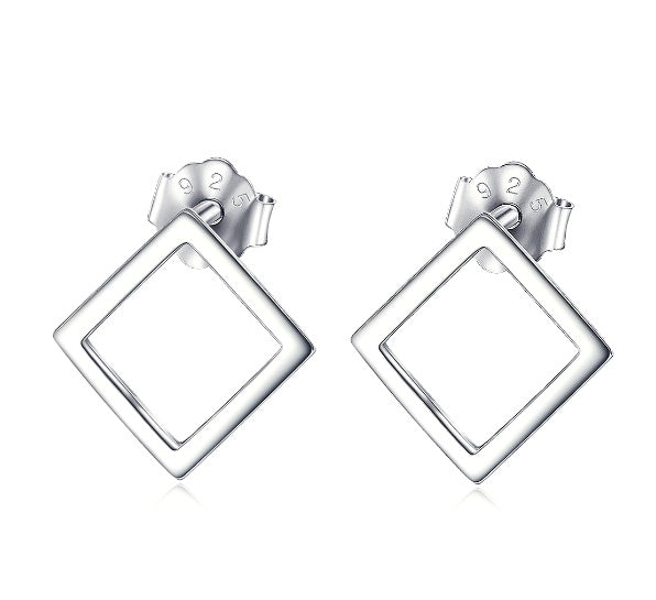 Pendientes cuadrados de plata de ley 925