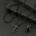 Herren Kreuz-Halskette Ring Armband Set