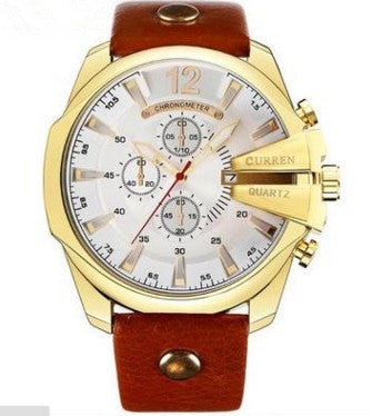 Modische Herrenuhr mit großem Zifferblatt und drei Hilfszifferblättern