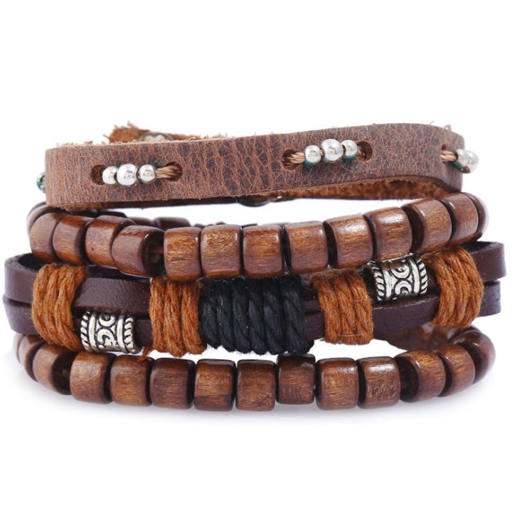 Pulseras y brazaletes de cuero con cuentas de moda