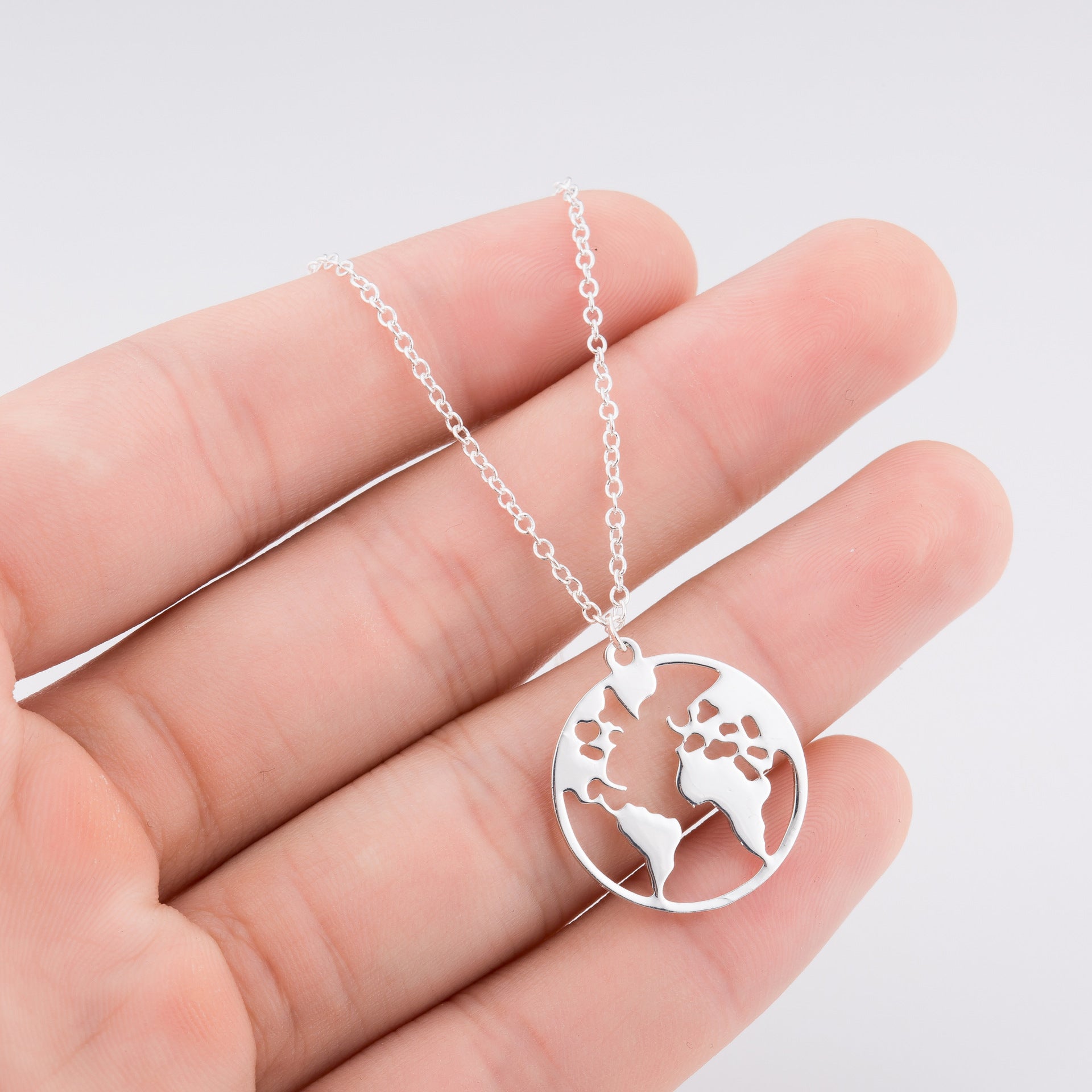 Vintage Origami World Map Necklace Women Geometric Necklace