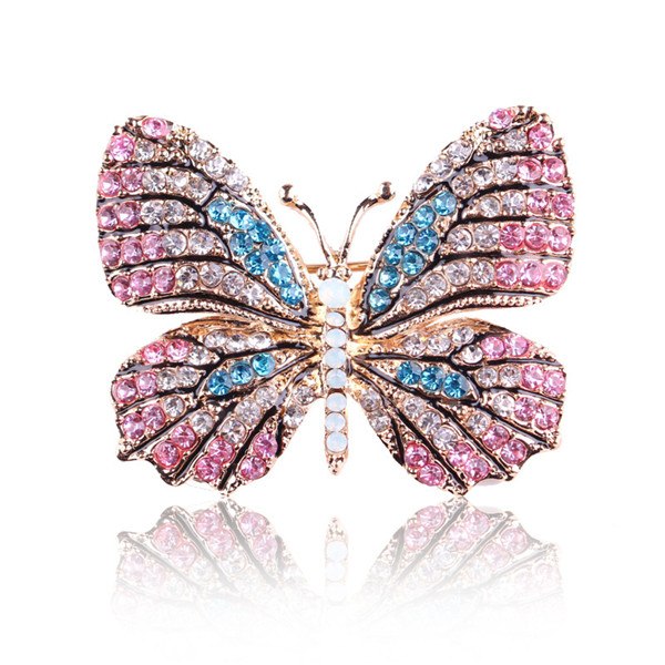 High Quality Fashionable Rhinestone Butterfly Brooch Pin Gold Colors Women Dress Wedding Bridal Brooch Pin