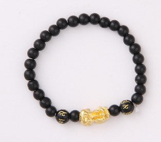 Obsidian 18K Gold Armband sechs mutige Wörter an der Hand und kleine Perlen Transport Geschenke Großhandel