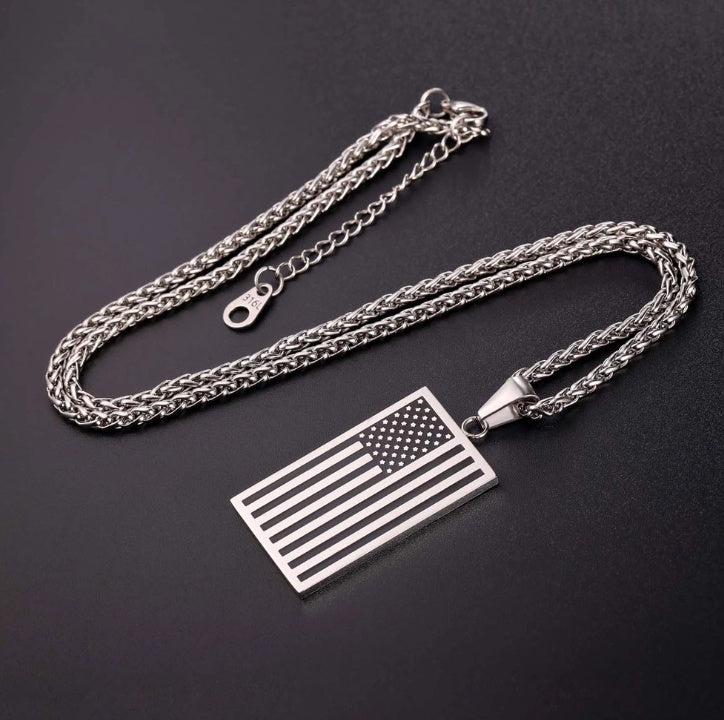 316L stainless steel military flag necklace
