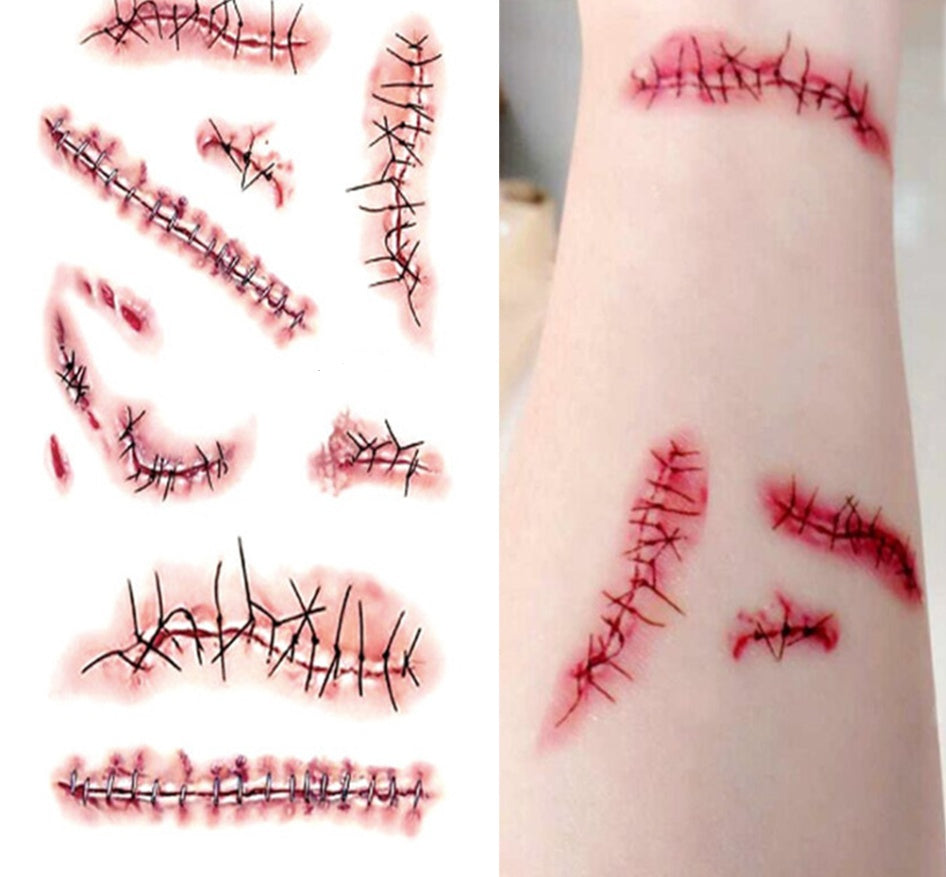Pegatina de tatuaje de herida de Halloween