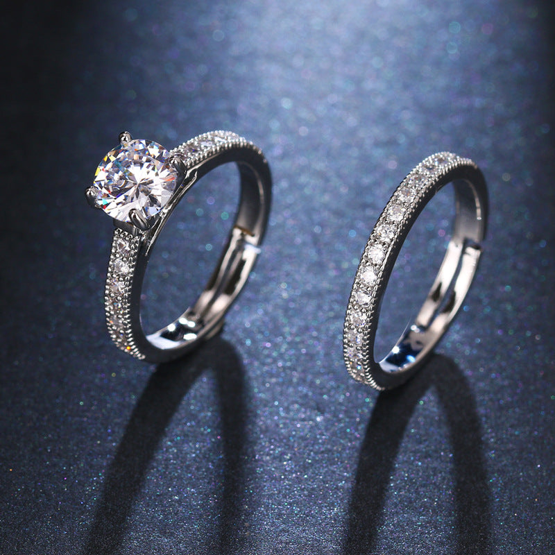 Anillo de plata con zirconias combinables para parejas