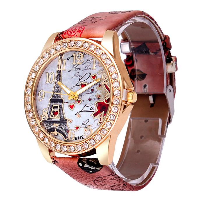 Neue Vintage Paris Eiffelturm Damen Quarz Uhr Frauen Mädchen Damen Studentinnen Lässige Armbanduhr Relojes