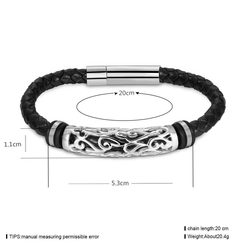 Punk-Armband aus Edelstahl und Leder