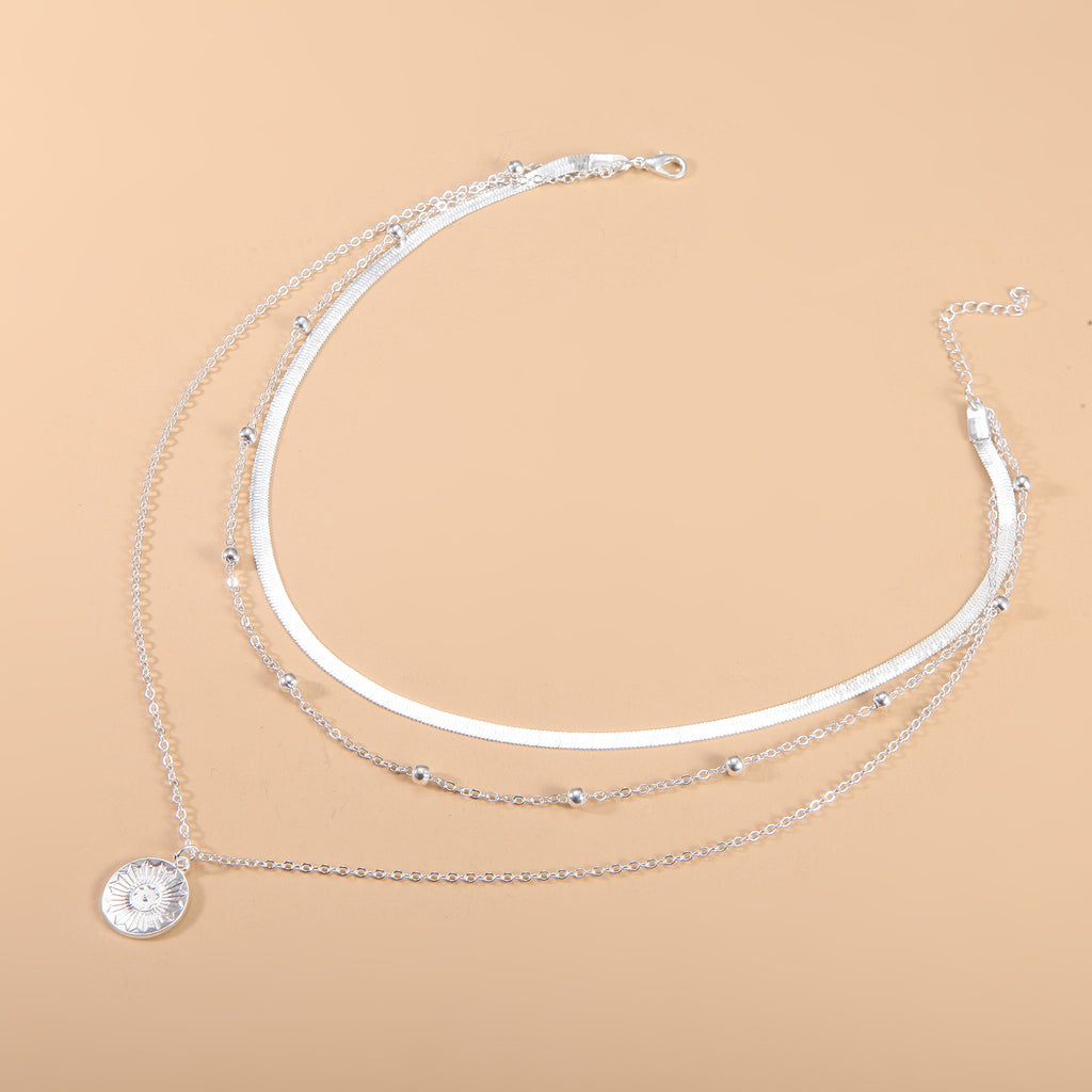 Women's Fashion Personalized Simple Multi-layer Lotus Pendant Necklace