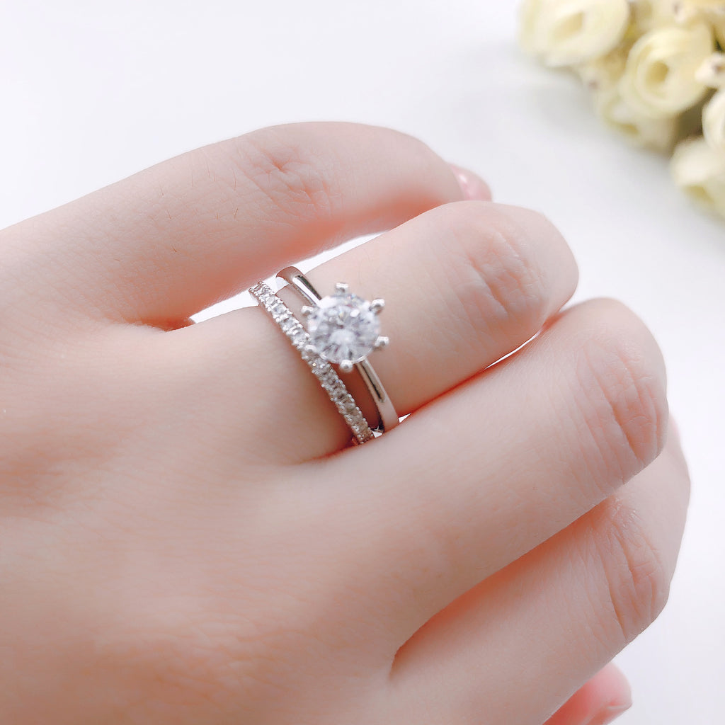 Vergoldeter Zirkon-Mikro-Ring mit sechs Krappen