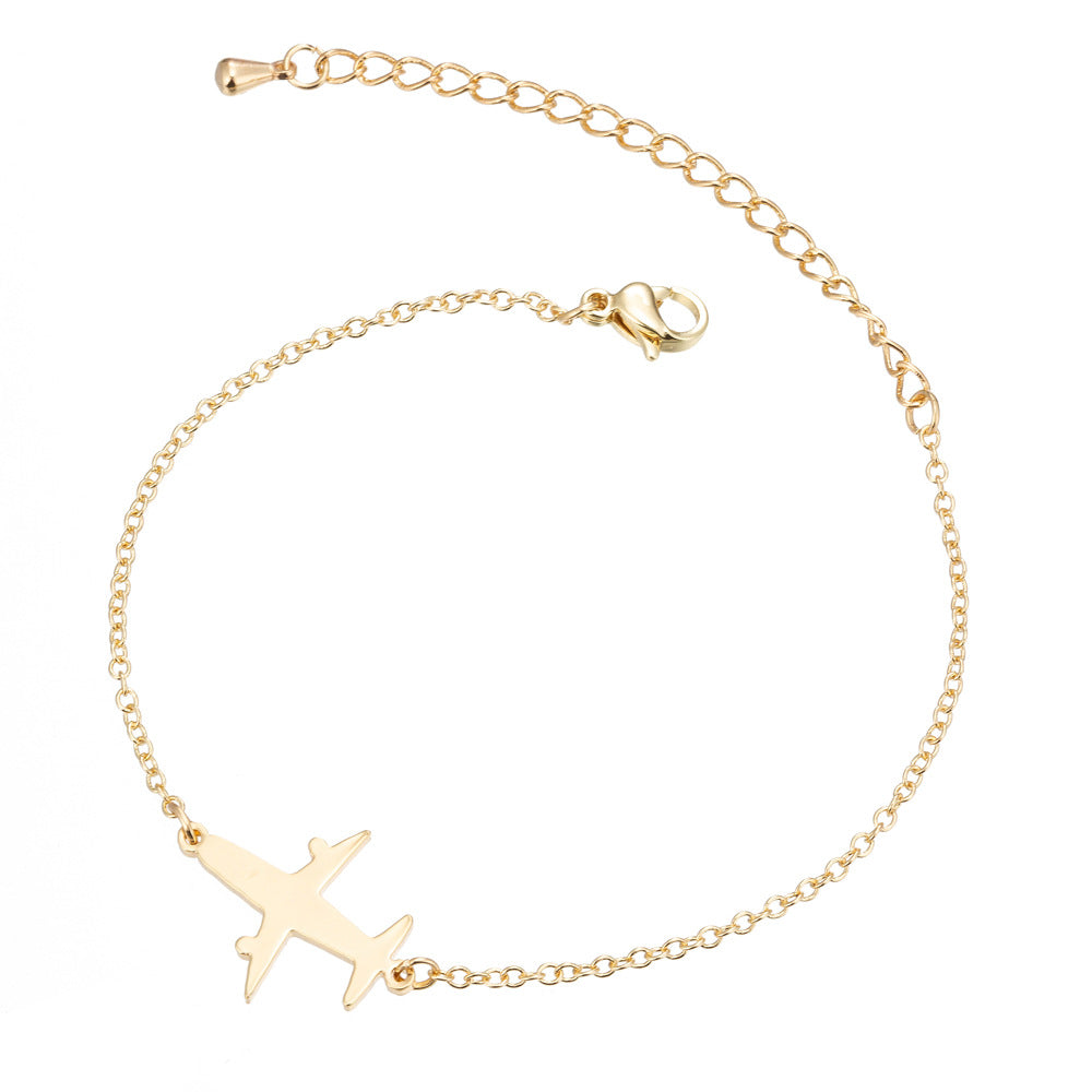 Edelstahlarmbänder Schlichtes Flugzeugdesign Anhänger Ketten Mode Charms Armband für Damen Schmuck Party Geschenke