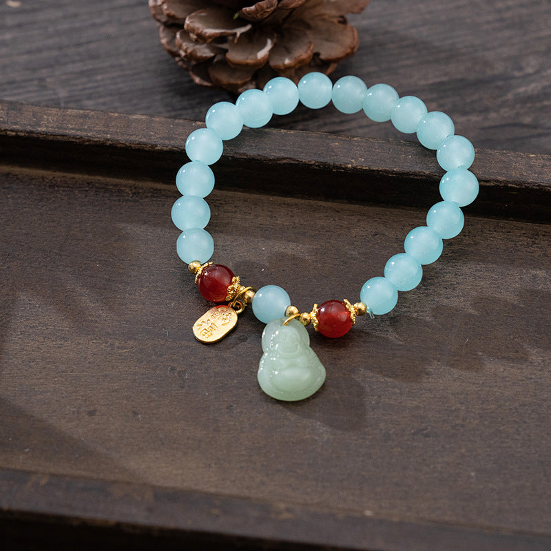 Ethnic Style Blessing Card Smiling Face Buddha Bracelet
