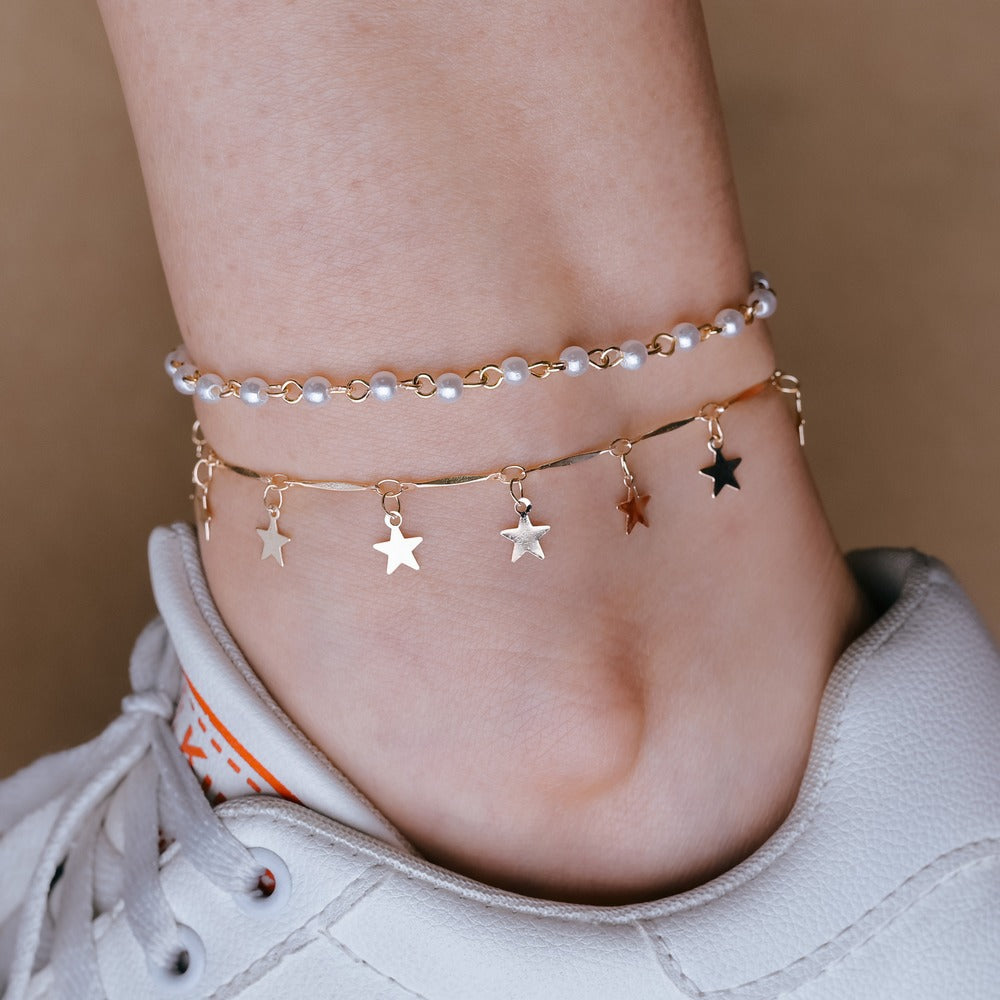 Tobillera de metal con estrella de cinco puntas