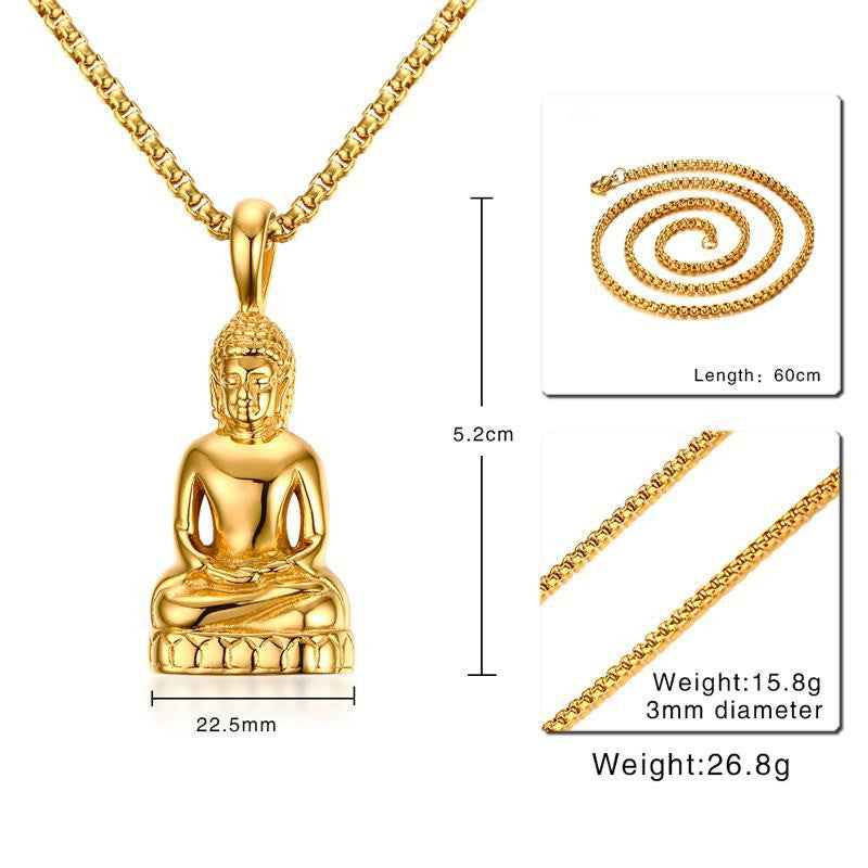 Collar con colgante de Buda de acero inoxidable