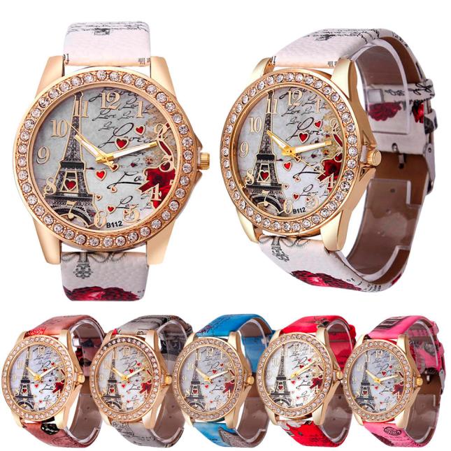 Neue Vintage Paris Eiffelturm Damen Quarz Uhr Frauen Mädchen Damen Studentinnen Lässige Armbanduhr Relojes