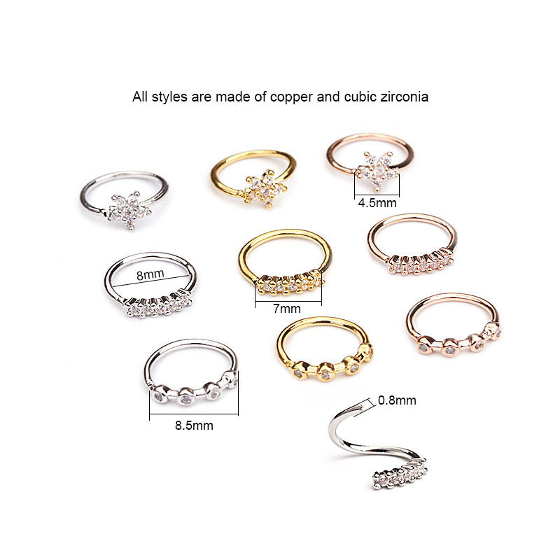 Nose Piercing Body Jewelry Ring Tiny Flower Helix