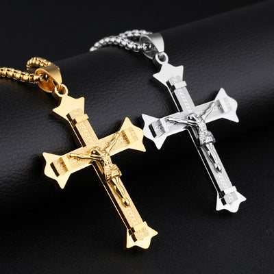 Kreuz Christus Jesus Anhänger Halskette Edelstahl