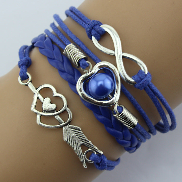 Pulsera Multicapa de Perlas con Flecha de Cupido, Amor, Retro, de Moda