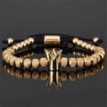 Pulsera de Lujo con Corona Romana para Hombre, Acero Inoxidable, Geometría, Pulseras Ajustables para Pareja, Joyería de Regalo