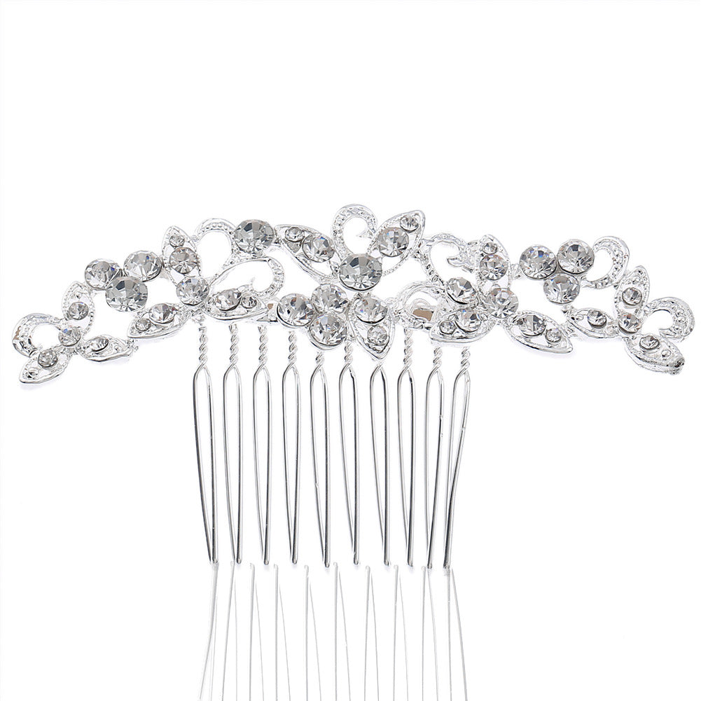 Peineta para el pelo con incrustaciones de diamantes, joya nupcial para boda