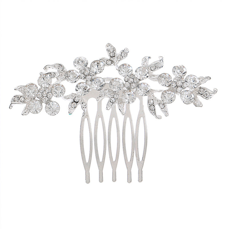 Peineta para el pelo con incrustaciones de diamantes, joya nupcial para boda