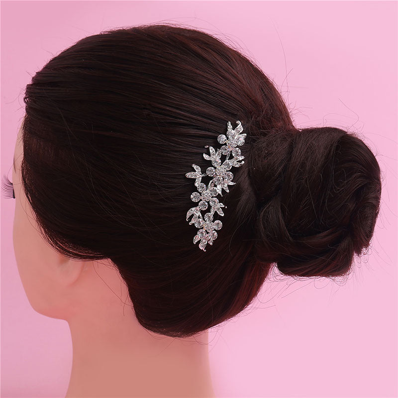 Peineta para el pelo con incrustaciones de diamantes, joya nupcial para boda