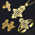 Äthiopisches Schmuckset Halskette Armband Ring Ohrring Vierteiliges Set