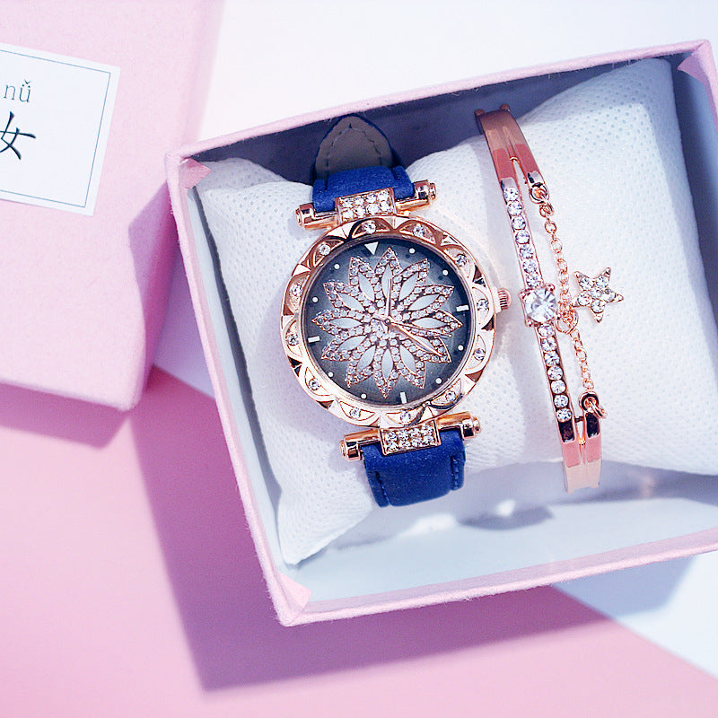 Reloj de cuarzo informal giratorio para mujer, estilo red
