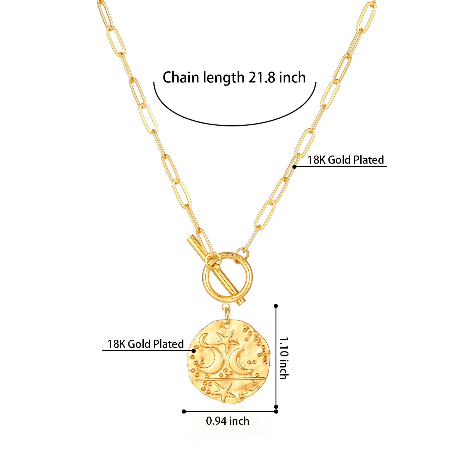 Medallion Moon Star Pendant Minimalist Necklace Jewelry