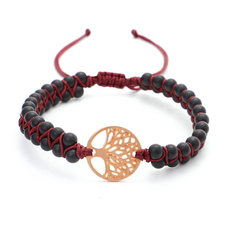 Armband mit doppeltem Lebensbaum und geflochtenem Garn