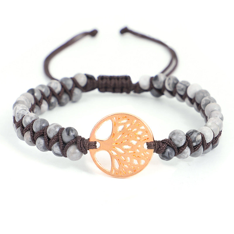 Armband mit doppeltem Lebensbaum und geflochtenem Garn