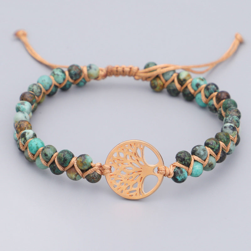 Armband mit doppeltem Lebensbaum und geflochtenem Garn