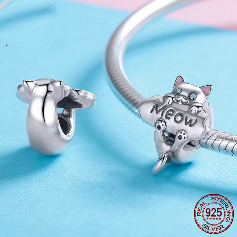 Heißer Stil Freche Katze Parfümflasche Silberperlen-Accessoires