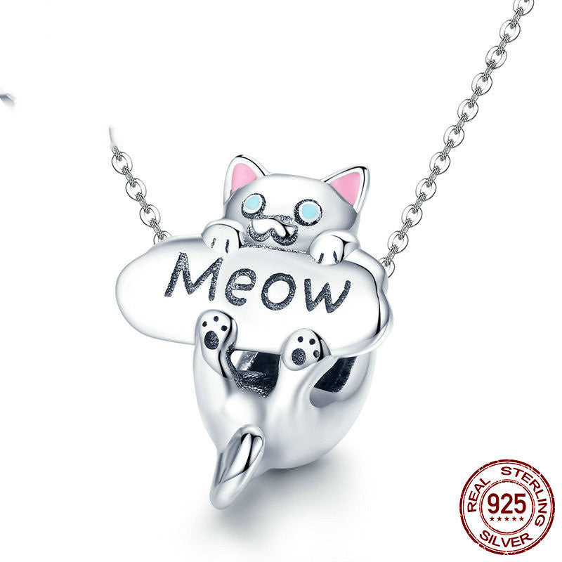 Heißer Stil Freche Katze Parfümflasche Silberperlen-Accessoires