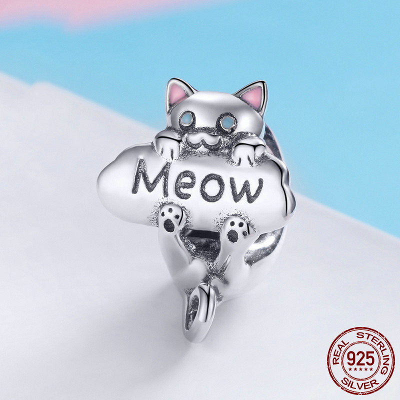 Heißer Stil Freche Katze Parfümflasche Silberperlen-Accessoires