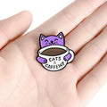 Broche de aleación esmaltado: gato bebiendo café