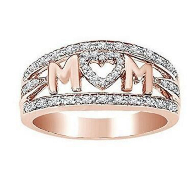 Mama-Ring vergoldet, mit Diamant-Herz