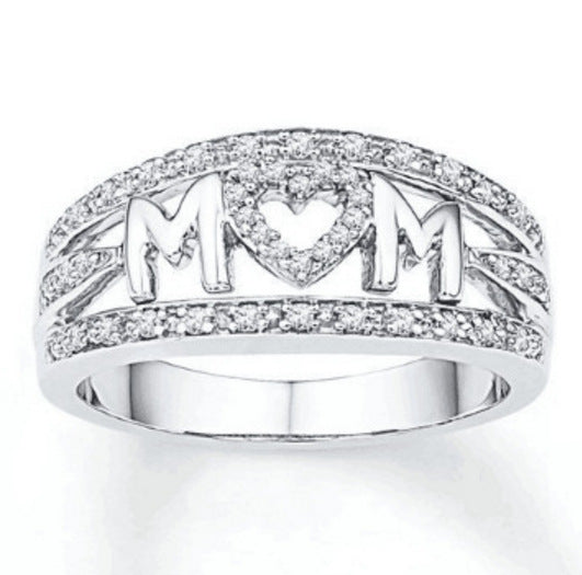 Mama-Ring vergoldet, mit Diamant-Herz